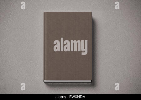Brown vierge de livre tissulaire des maquettes, vue latérale avant, rendu 3d. Couverture rigide de l'ordinateur portable vide maquettes, isolé. Modèle de marque de la librairie. Banque D'Images