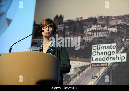 Porto, Portugal. 7 mars, 2019. Ester Asin, directeur du World Wide Fund for Nature (WWF) European Policy Office vu la parole durant le changement climatique au Sommet de Porto Centre des Congrès Alfandega. Credit : Omar Marques/SOPA Images/ZUMA/Alamy Fil Live News Banque D'Images