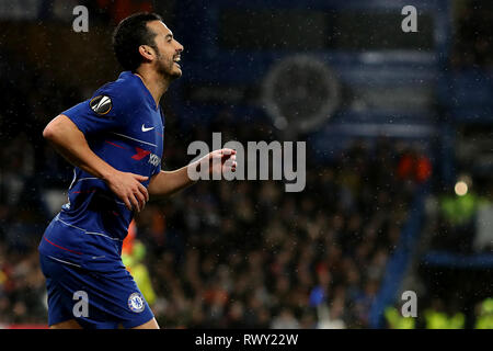 Stamford Bridge, Londres, Royaume-Uni. 7 mars, 2019. Europa League Football, série de 16, 1ère manche, Chelsea contre Dynamo Kiev ; Pedro de Chelsea : Action Crédit Plus Sport/Alamy Live News Banque D'Images