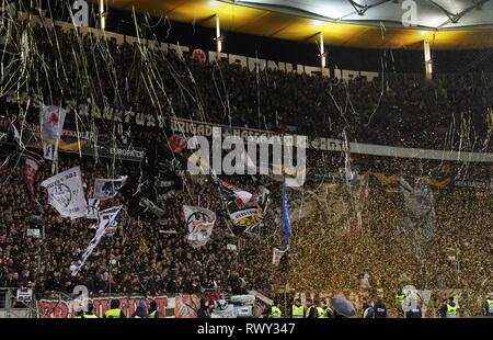 Frankfurt, Deutschland. 07Th Mar, 2019. firo : 07.03.2019, Football, Football : l'UEFA, LIGUE EUROPA, EL, Saison 2018/2019 ronde de 16, première étape, l'Eintracht Francfort - Inter Milan 0 : 0 Fans, Francfort | conditions dans le monde entier : dpa Crédit/Alamy Live News Banque D'Images