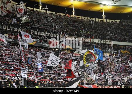 Frankfurt, Deutschland. 07Th Mar, 2019. firo : 07.03.2019, Football, Football : l'UEFA, LIGUE EUROPA, EL, Saison 2018/2019 ronde de 16, première étape, l'Eintracht Francfort - Inter Milan 0 : 0 Fans, Francfort | conditions dans le monde entier : dpa Crédit/Alamy Live News Banque D'Images