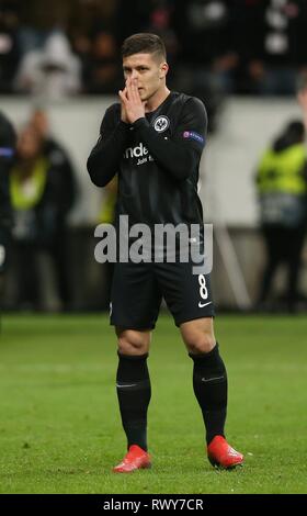 Frankfurt, Deutschland. 07Th Mar, 2019. firo : 07.03.2019, Football, Football : l'UEFA, LIGUE EUROPA, EL, Saison 2018/2019 ronde de 16, première étape, l'Eintracht Francfort - Inter Milan 0 : 0 Luka JOVIC, Francfort, Enttauschung | Conditions de crédit dans le monde entier : dpa/Alamy Live News Banque D'Images