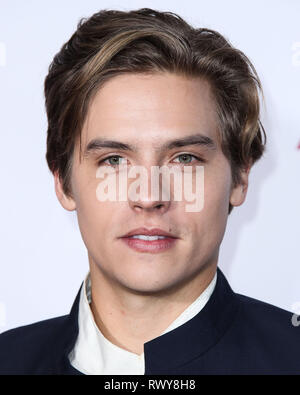 WESTWOOD, LOS ANGELES, CA, USA - Le 07 mars : l'Acteur Dylan Sprouse arrive à la première de Los Angeles de Lionsgate 'cinq pieds de distance' qui s'est tenue à la Fox Bruin Theatre Le 7 mars 2019 à Westwood, Los Angeles, Californie, États-Unis. (Photo par Xavier Collin/Image Press Office) Banque D'Images