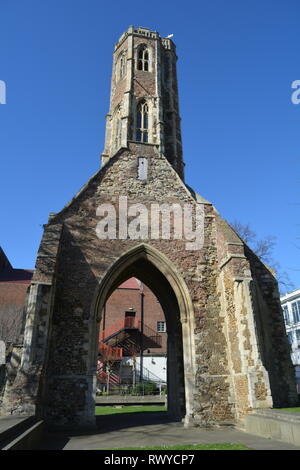 Vue intérieure de Greyfriars tower à Kings Lynn, Norfolk. Banque D'Images