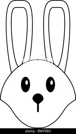 Lapin mignon cartoon en noir et blanc Illustration de Vecteur