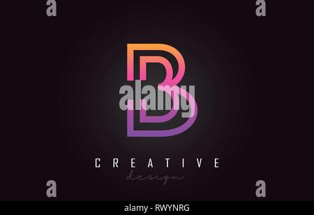 B Purple Lettre monogramme logo Vector Design. Dynamique créative B Lettre coloré vecteur icône Illustration. Illustration de Vecteur