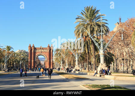 Arc de Triomf, du Parc de la Ciutadella, Passeig de Lluís Companys, Barcelone Banque D'Images