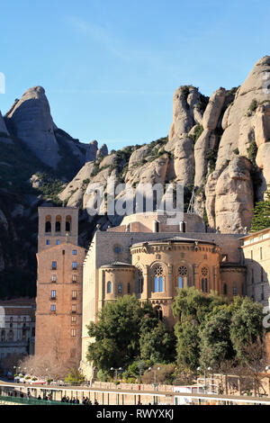 Abbaye de Montserrat, monastère Santa Maria de Montserrat, en Catalogne, Espagne Banque D'Images