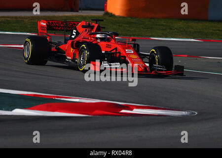 Montmelo, Barcelone - Espagne. Février 2019 28h. Sebastien Vettel de la conduite de l'Allemagne (5) Scuderia Ferrari SF90 sur la voie pendant les essais d'hiver F1 Banque D'Images