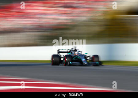 Montmelo, Barcelone - Espagne. Février 2019 28h. Lewis Hamilton de la Grande-Bretagne la conduite (44) Mercedes AMG Petronas F1 Team Mercedes W10 sur la voie d Banque D'Images