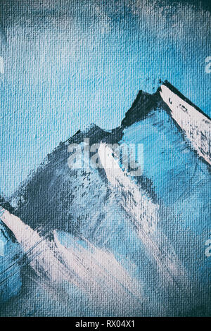 Détail d'une peinture huile sur toile d'une montagne Banque D'Images