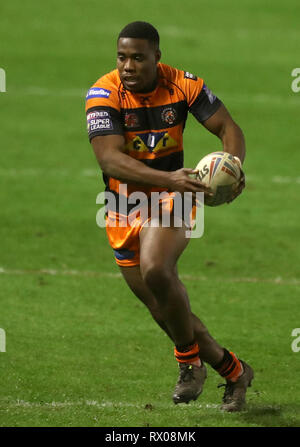 Castleford Tigers' Tuoyo Egodo au cours de la Super League Betfred match au stade Halliwell Jones, Warrington. Banque D'Images