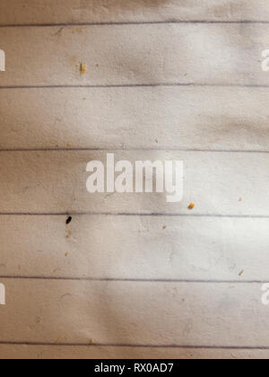 Close up of sale morceau de papier ligné retro grunge ; macro ; Essex, Angleterre, Royaume-Uni Banque D'Images