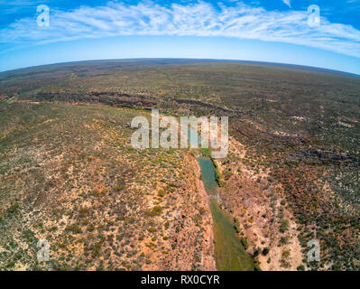 Drone aérien sur les Hawks Head Lookout dans le Parc National de Kalbarri Australie Occidentale Banque D'Images