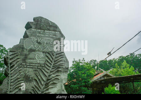 Macaque à Tanjung Piai, la pointe la plus méridionale de l'Asie continentale, Pontien, Malaisie Banque D'Images