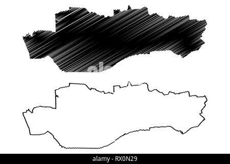 Dundee (Royaume-Uni, Ecosse, le gouvernement local en Ecosse) map vector illustration gribouillage, croquis et du conseil de la ville de Dundee zone map Illustration de Vecteur