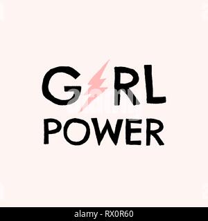 Lrg PWR, Girl Power - la conception typographique modèle carré en noir, rose pastel et blanc. Mur d'inspiration de l'art, les médias sociaux post, carte de vœux, t- Illustration de Vecteur