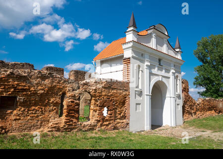 Porte de ruines de la Chartreuse d'années 1648-1666 dans la région de Brest, Beryoza, le Bélarus. Banque D'Images