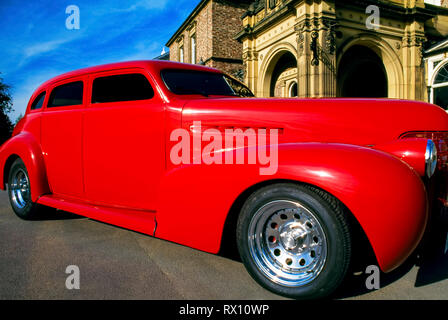 1937 Plymouth P4 Deluxe berline voiture classique américaine, Preston Hall, Stockton, Angleterre, Royaume-Uni Banque D'Images