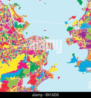 Carte colorée de Rio de Janeiro. Contour vectoriel version pour les formats d'impression illimitée et bandeaux web différents. Illustration de Vecteur