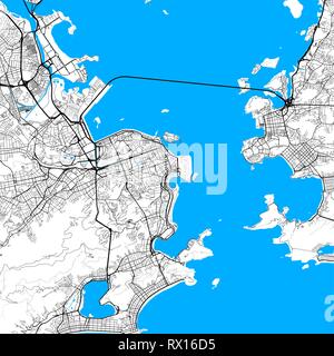 Carte de Rio de Janeiro. Contours vectoriels de haute qualité de la version en deux couleurs seulement. Illustration de Vecteur