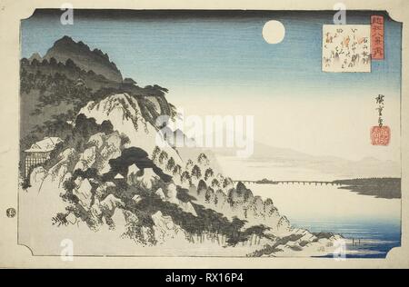 Lune d'automne à Ishiyama Ishiyama (shugetsu), de la série "Huit vues d'OMI (OMI hakkei no uchi)'. Utagawa Hiroshige ? ?  ? ? ; Japonais, 1797-1858. Date : 1829-1839. Dimensions : 9 1/2 x 14 1/2 in. Gravure sur bois en couleur ; Oban. Origine : Japon. Musée : le Chicago Art Institute. Banque D'Images