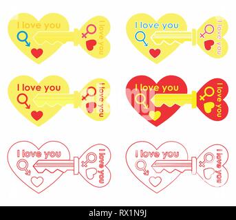 Les clés pour votre coeur couleurs variables Illustration de Vecteur