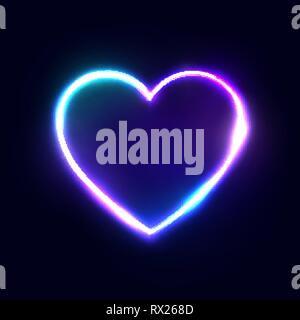 Neon 80s style coeur vector abstract background. Illustration de Vecteur