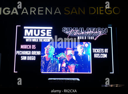 SAN DIEGO, CA - 5 mars : Muse se produit en concert sur la modalité "théorie" World Tour le 5 mars 2019 à l'Arène Pechanga à San Diego, Californie. Photo de Barry King/Alamy Stock Photo Banque D'Images