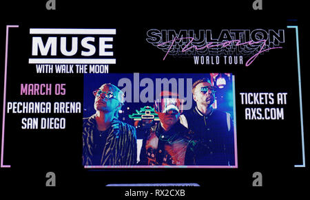 SAN DIEGO, CA - 5 mars : Muse se produit en concert sur la modalité "théorie" World Tour le 5 mars 2019 à l'Arène Pechanga à San Diego, Californie. Photo de Barry King/Alamy Stock Photo Banque D'Images