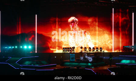 SAN DIEGO, CA - 5 mars : Muse se produit en concert sur la modalité "théorie" World Tour le 5 mars 2019 à l'Arène Pechanga à San Diego, Californie. Photo de Barry King/Alamy Stock Photo Banque D'Images