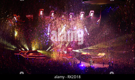 SAN DIEGO, CA - 5 mars : Muse se produit en concert sur la modalité "théorie" World Tour le 5 mars 2019 à l'Arène Pechanga à San Diego, Californie. Photo de Barry King/Alamy Stock Photo Banque D'Images