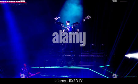 SAN DIEGO, CA - 5 mars : Muse se produit en concert sur la modalité "théorie" World Tour le 5 mars 2019 à l'Arène Pechanga à San Diego, Californie. Photo de Barry King/Alamy Stock Photo Banque D'Images