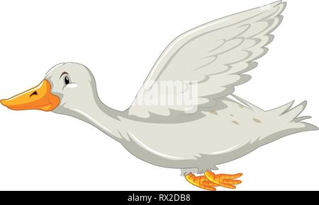 Un canard volant blanc sur backgrounf illustration Illustration de Vecteur