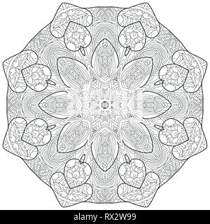 Livre de coloriage adultes vecteur de textures. La conception de l'art peint à la main. Anti-stress adultes page à colorier. Noir et blanc illustration dessiné à la main pour la coloration bo Illustration de Vecteur