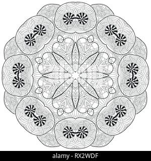 Livre de coloriage adultes vecteur de textures. La conception de l'art peint à la main. Anti-stress adultes page à colorier. Noir et blanc illustration dessiné à la main pour la coloration bo Illustration de Vecteur