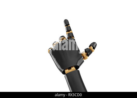 Concept de rendu 3D d'un bras mécanique robotisée. Thumbs up symbole, isolé sur fond blanc Banque D'Images