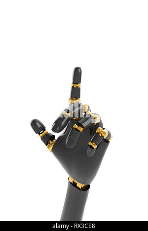 Concept de rendu 3D d'un bras mécanique robotisée. Thumbs up symbole, isolé sur fond blanc Banque D'Images