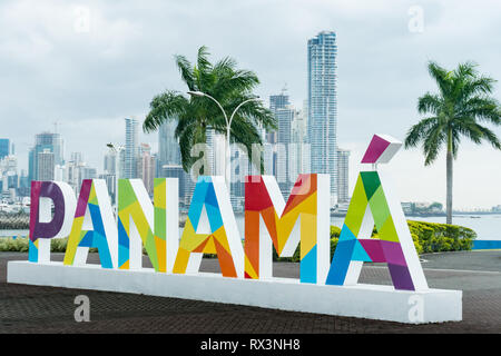 Inscrivez-Panama coloré dans la ville de Panama, Amérique Centrale Banque D'Images