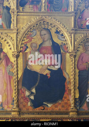 Vierge à l'enfant (1379), de Giovanni del Biondo, Rinuccini retable, Basilica di Santa Croce (Basilique de Saint Croin Florence Banque D'Images