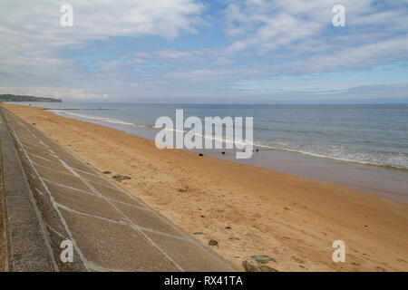 Afficher le long de la plage Omaha vers Vierville-Sur-Mer en Normandie, France. Banque D'Images