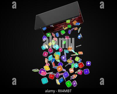 L'extraction d'icônes smartphone smartphone pliable. téléphone et tablette hybride. 3d illustration Banque D'Images