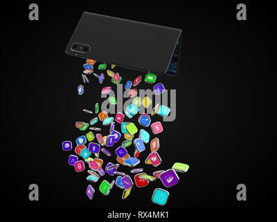 L'extraction d'icônes smartphone smartphone pliable. téléphone et tablette hybride. 3d illustration Banque D'Images