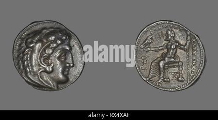 Tetradrachme (Coin) Représentant Alexandre le Grand. Le grec. Date : 336 BC-323 BC. Dimensions : diam. 2,7 cm ; 17,13 g. L'argent. Origine : Empire romain. Musée : le Chicago Art Institute. Auteur : romain antique. Banque D'Images