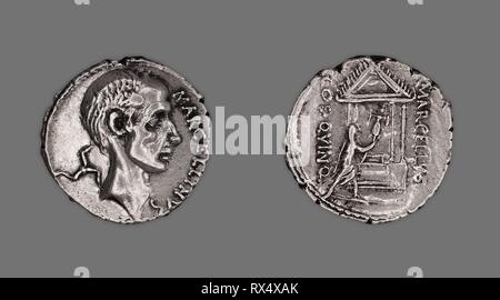 Denier (pièce de monnaie) représentant Marcus Claudius Marcellus. Roman, frappé à Rome. Date : 50 BC-49 BC. Dimensions : diam. 1,8 cm ; 3,93 g. L'argent. Origine : Rome. Musée : le Chicago Art Institute. Auteur : romain antique. Banque D'Images