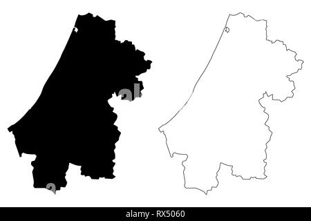 127-Région de Kenitra (divisions administratives du Maroc, Royaume du Maroc, Maroc) map vector illustration, croquis Errba gribouillis Illustration de Vecteur