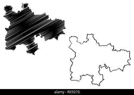 Glasgow (Royaume-Uni, Ecosse, le gouvernement local en Ecosse) map vector illustration, croquis et gribouillis Ville conseil salon carte de Glasgow Illustration de Vecteur