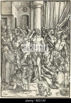 La flagellation, de la grande passion. Albrecht Dürer, allemand, 1471-1528. Date : 1496-1497. Dimensions : 384 x 277 mm (image) ; 387 x 278 mm (feuille). Gravure en noir sur papier vergé ivoire. Origine : Allemagne. Musée : le Chicago Art Institute. Banque D'Images