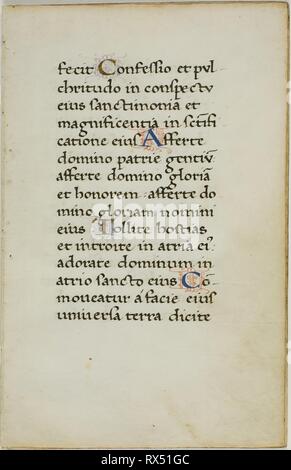 Manuscrit enluminé des lames. L'italien. Date : 1445-1456. Dimensions : 147 x 94 mm. Manuscrit avec coupe petite lettre romaine inscriptions en noir et brun foncé, tempera Encre et feuille d'or lettres illuminées, et décorations en rouge et de la lavande, de l'encre sur vélin. Origine : Italie. Musée : le Chicago Art Institute. Banque D'Images