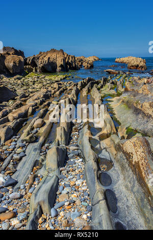 Géologie Zumaia, la célèbre côte spécial côte flysch dans le Nord de l'Espagne Banque D'Images